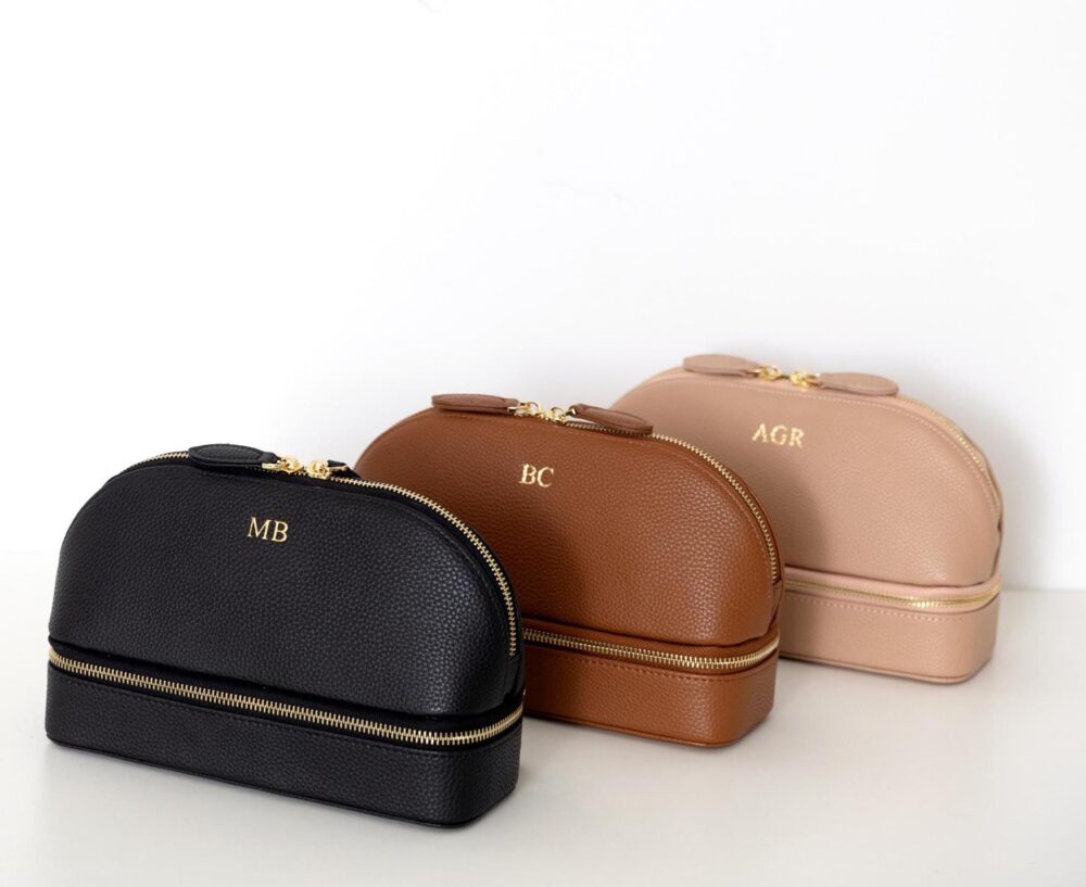 Personalised Makeup Case & Jewelry Case, Monogram Cosmetic Bag, Organiser, Personalised Jewellery Case, Travel Jewellery Bag