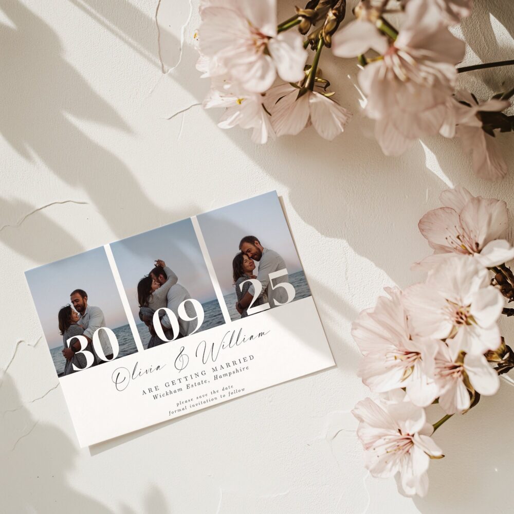 Wedding Save The Dates With Photos, Modern Date, Invitation, Stationery