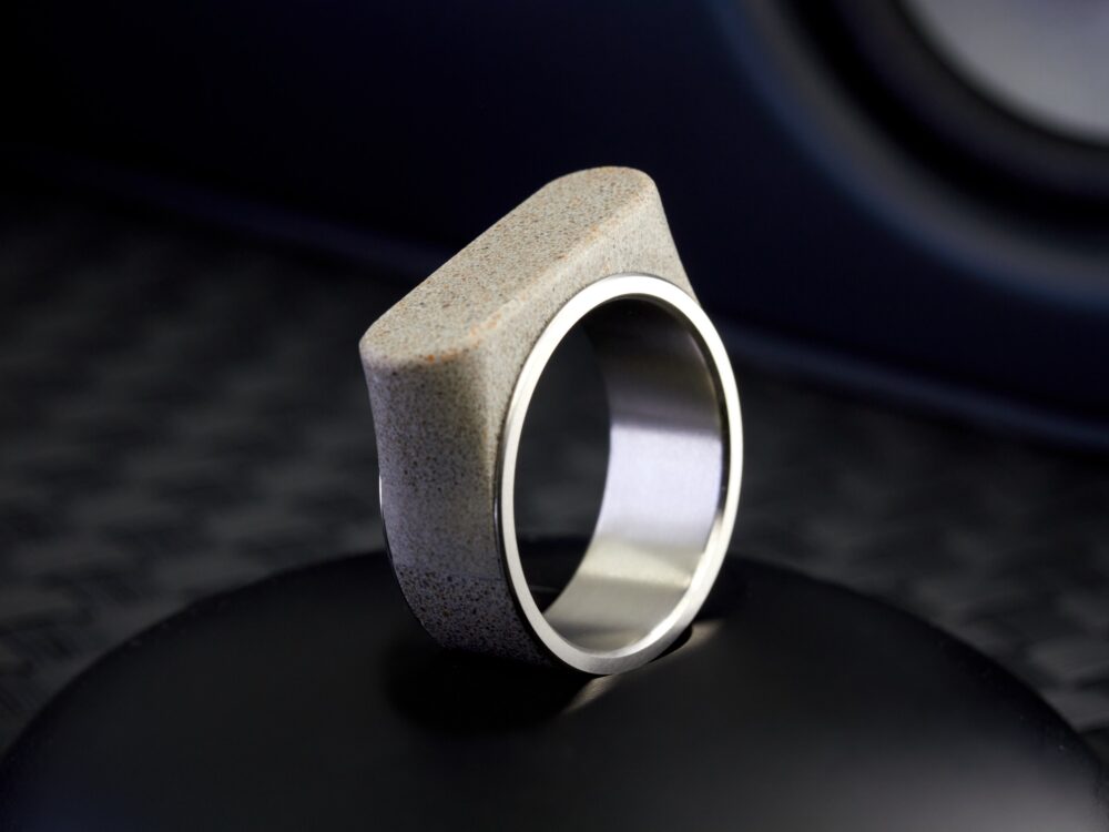Mens Titanium Concrete Ring Ultralight Statement Jewelry