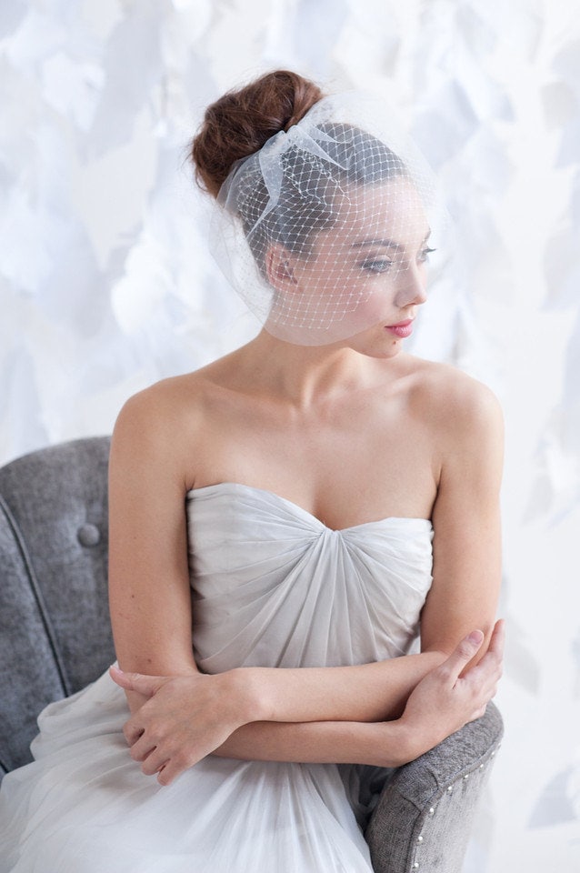 Double Layer Mini Birdcage Veil, Tulle Bridal Wedding Vail, Blusher Veil - Ready To Ship