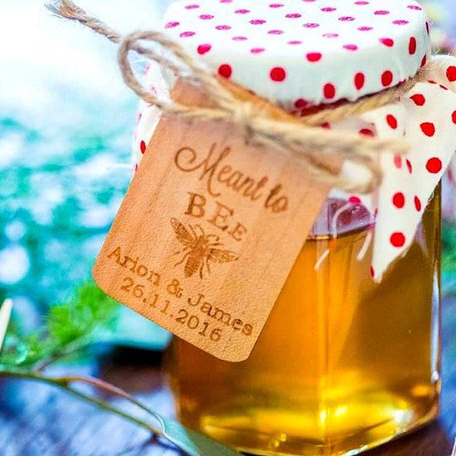 Wedding Favor Tags, Honey Meant To Bee Rustic Gift Thank You Personalized Engraved Tags
