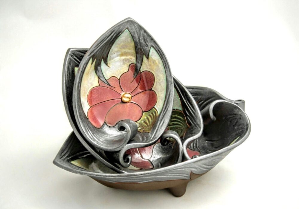 Christmas Gift - Leaf Ceramic Bowl Set, Stoneware Serving Dish Set Of 3, Pottery Pasta Wedding Centrepiece Set