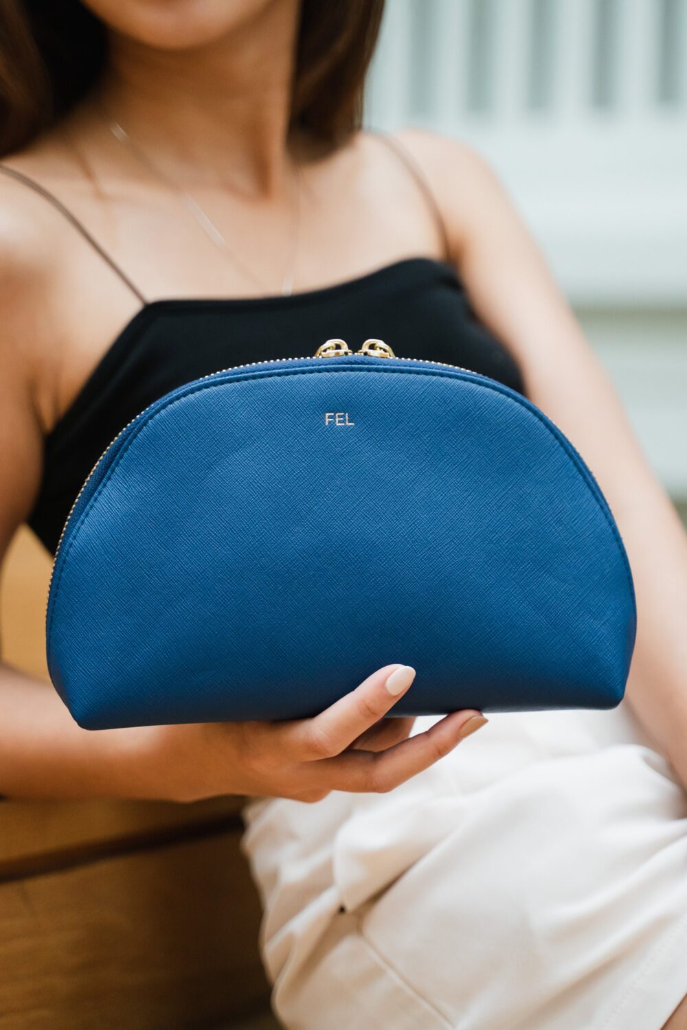 Monogrammed Saffiano Leather Toiletry Bag Personalized Makeup Pouch