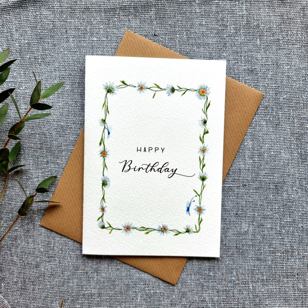 Personalised Daisy Birthday Card For Mother, Daughter, Friend, Sister/Handmade Watercolour, Her, Butterflies, Spring, Add A Name