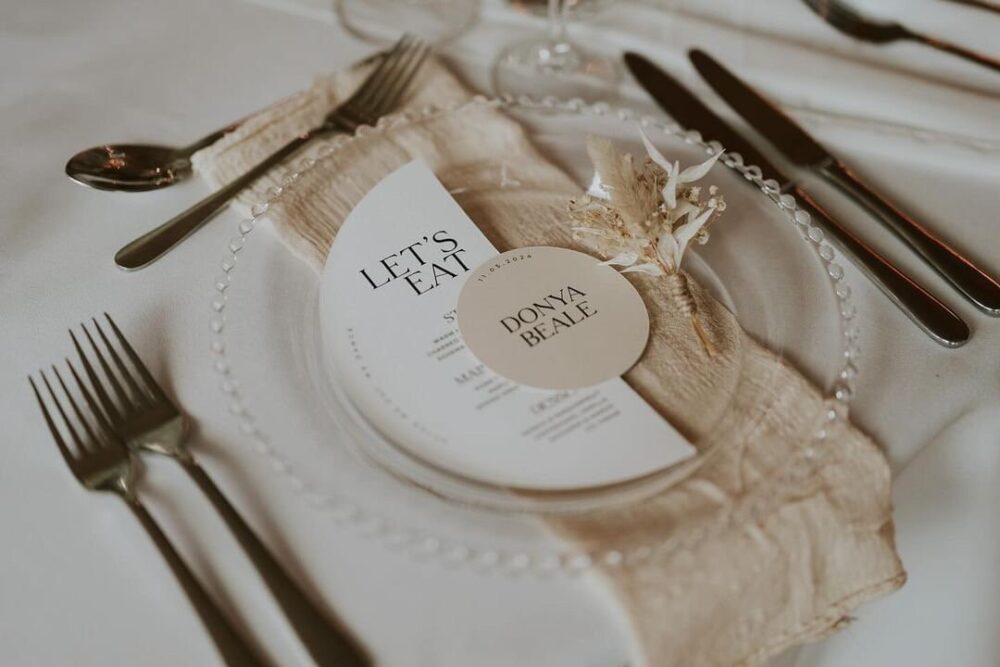 Printed Wedding Menu Place Cards Boho Rustic Modern Design