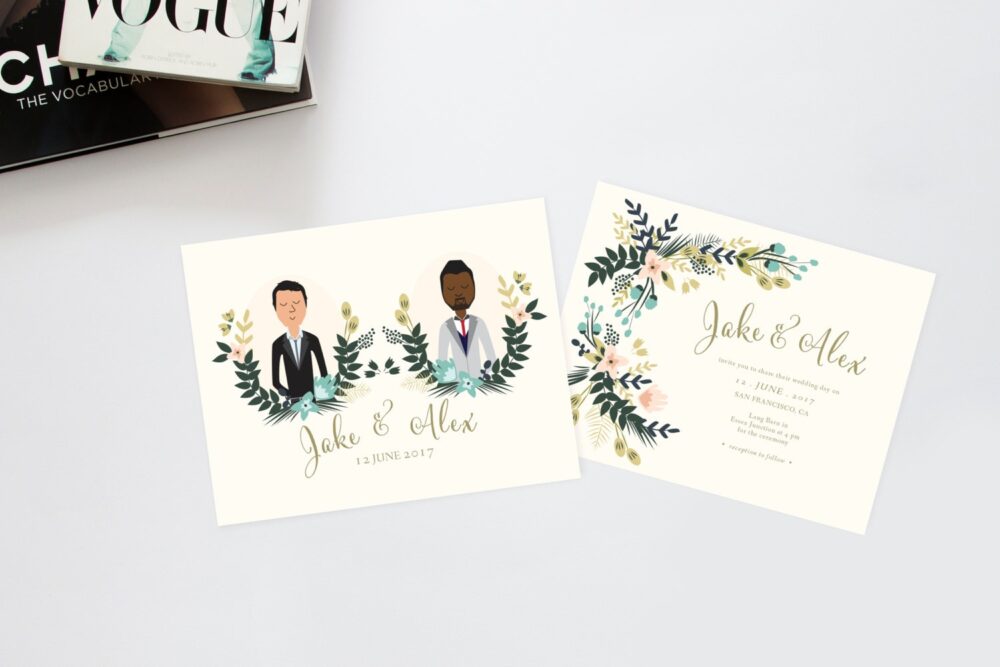 Golden Blush Wedding Invitation Suite Couples Portrait Family Printable Invites Diy