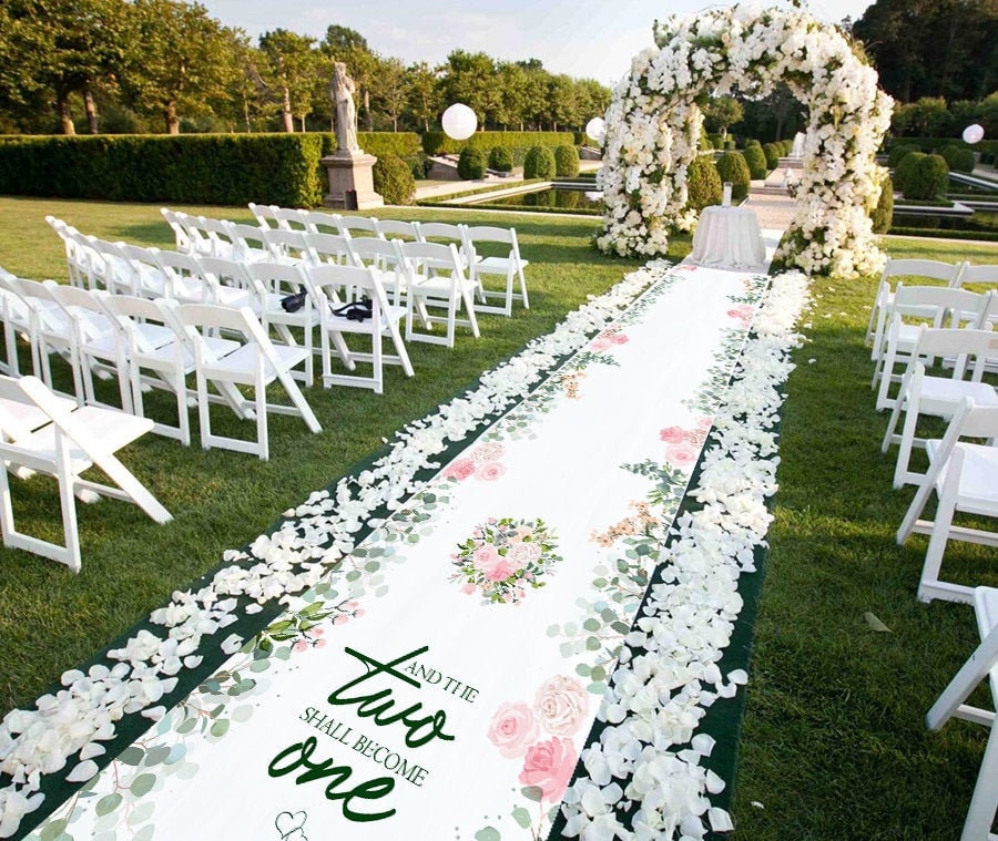 Custom Wedding Aisle Runner Sage Green Floral Decor