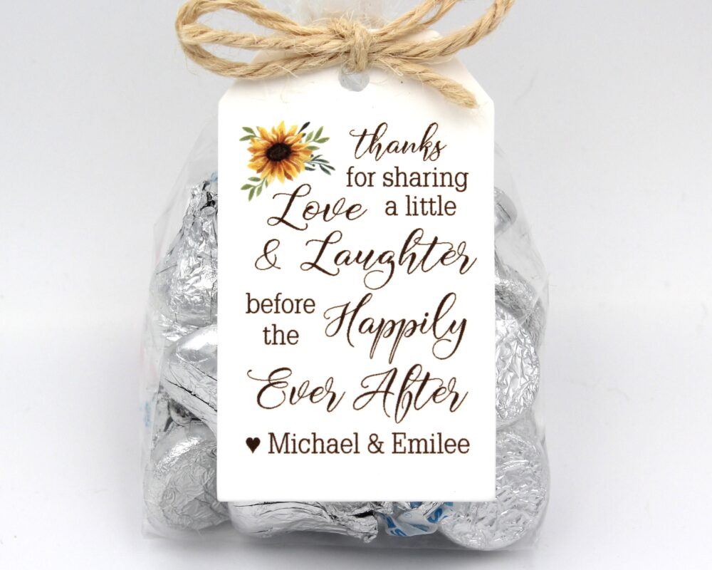 Sunflower Rehearsal Dinner Favor Kit | Love Laughter Happily Ever After Wedding Favor Kits, Diy Idea -3 Tag Color