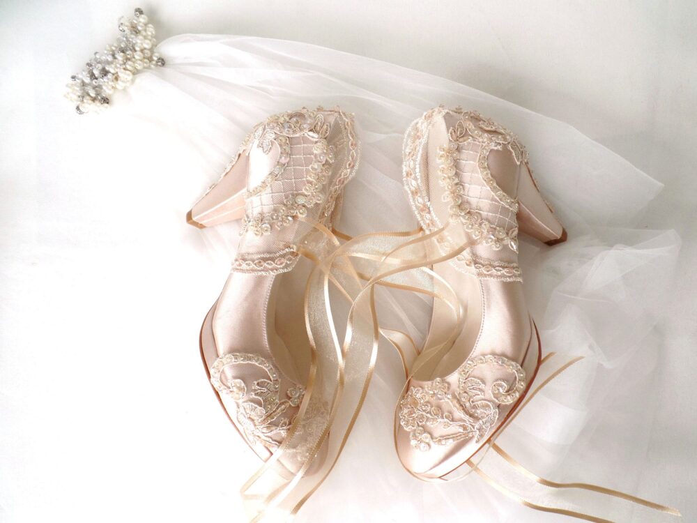 Custom Wedding Shoes, Champagne Bridal Shoes