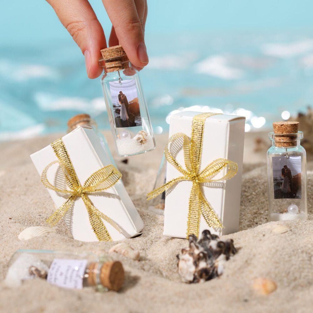 Golden Beach Wedding Favors - Destination Gifts For Guest Save The Date Souvenirs Ocean Sand & Seashells Keepsakes