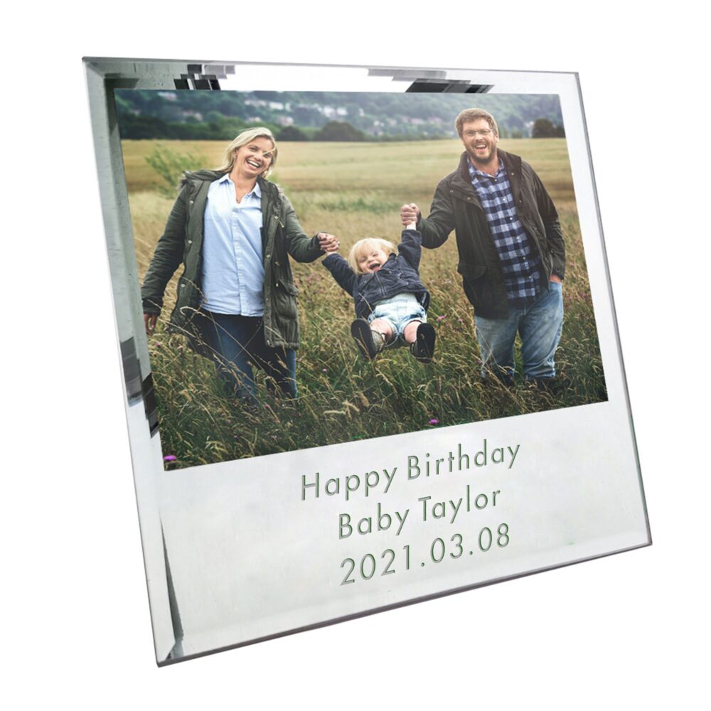 Personalized Mirror Photo Frame For Couples Family Custom 5x7 Silver Glass Picture Birthday Fathers Day Christmas Gifts