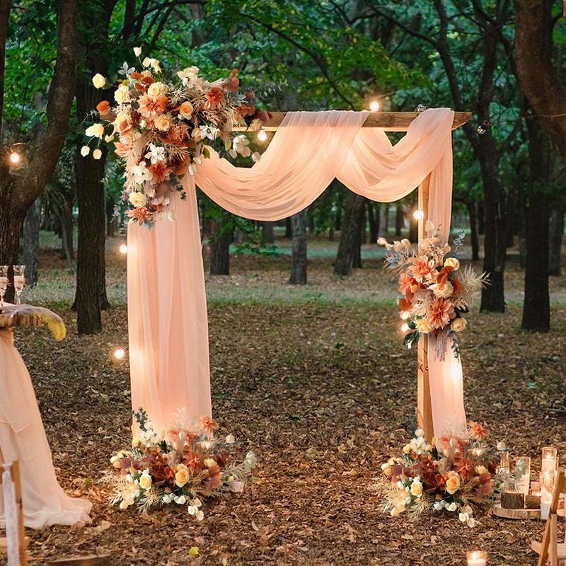 Champagne & Terracotta Wedding Arch Flower Swag Pampas Grass Floral Decor