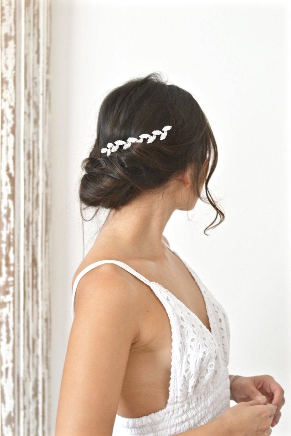 Wedding Head Jewel Comb Tiara Leaves Crystals Headband, Vine, Hair Accessory Application Crown Bridal Boho, Romantic