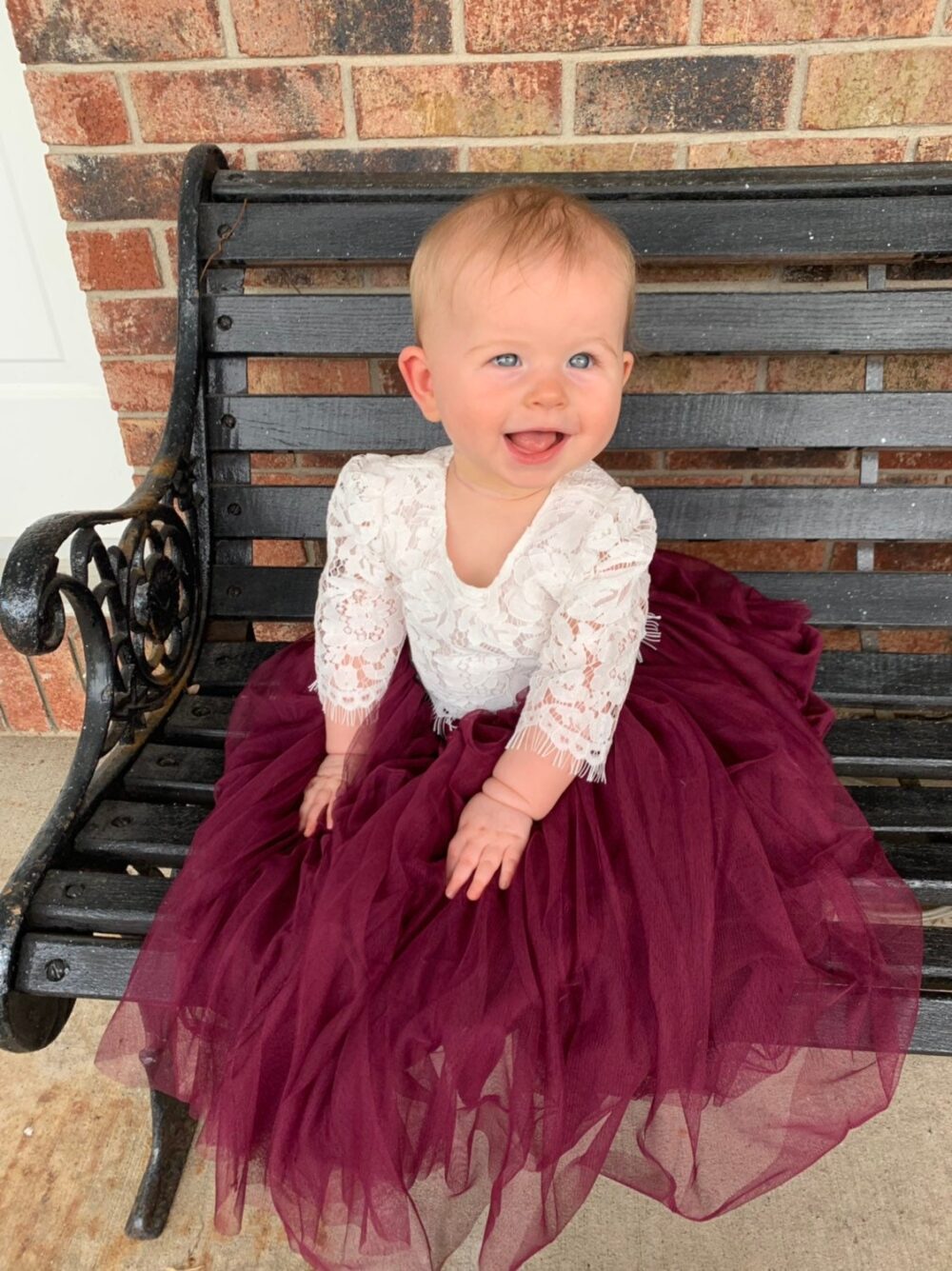Burgundy Tulle Two Piece High Waist Tutu Skirt, Maroon Romantic Lace Flower Girl Dress, Infant Boho Beach Wedding, Baby Bohemian, Wine, Plum