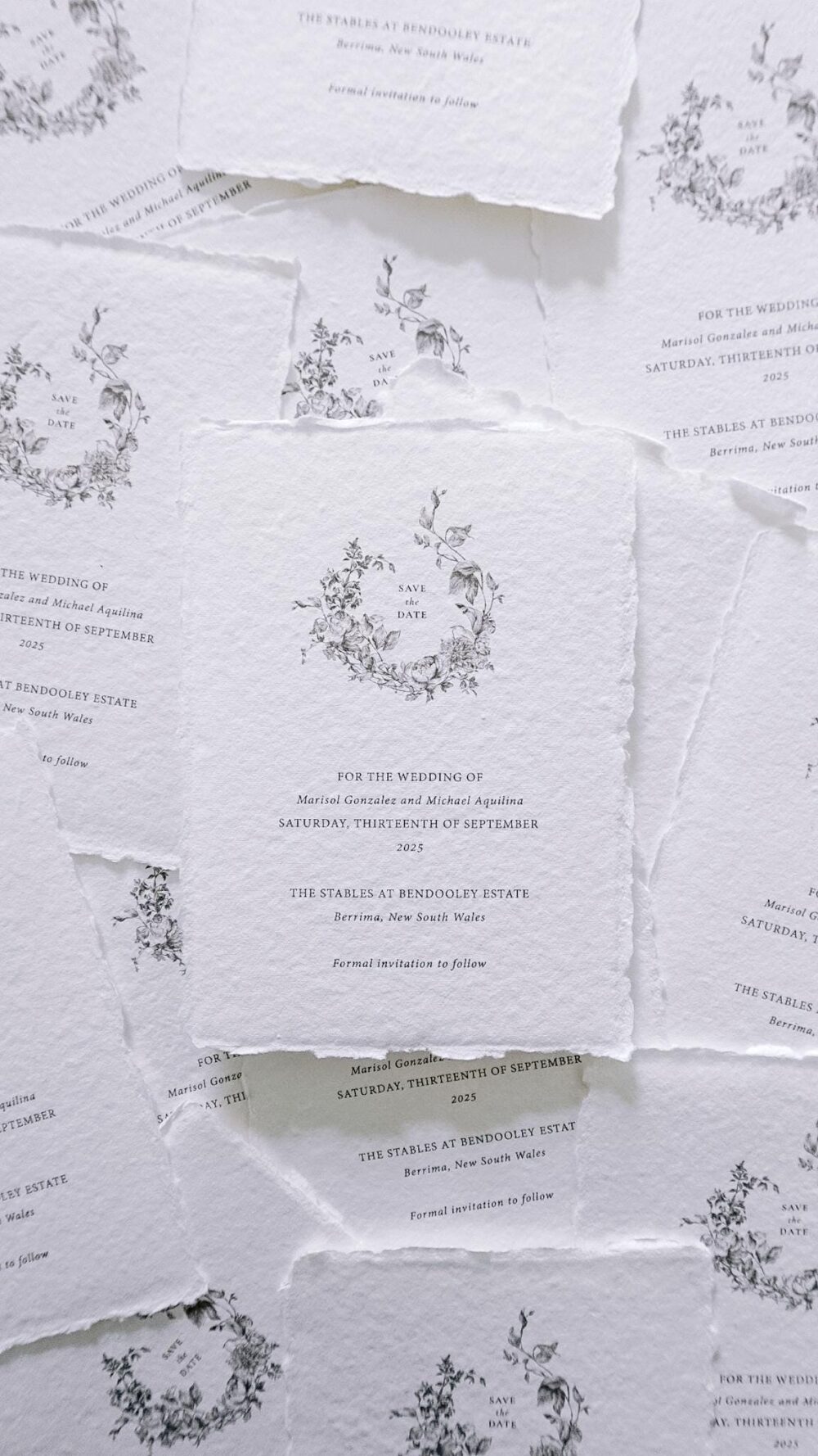 Floral Wreath Save The Date Cards Handmade Paper Wedding Invites