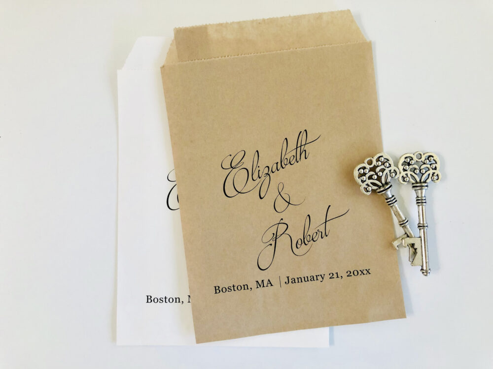 Personalized Kraft Paper Wedding Favor Bags Bride & Groom Party Treat Bags