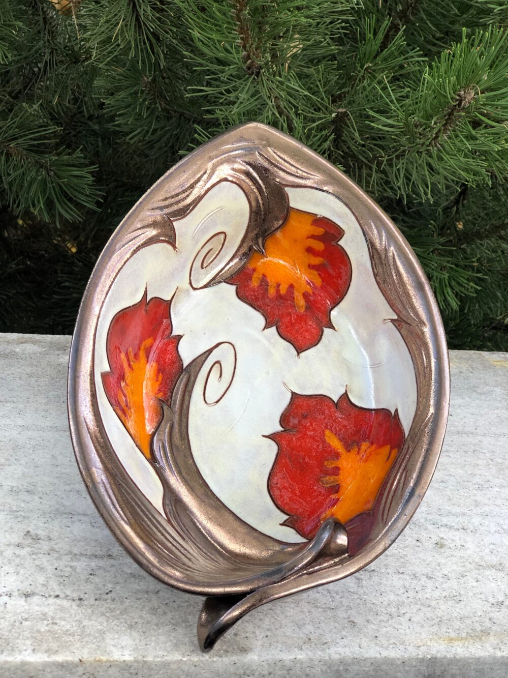 Leaf Shaped Ceramic Fruit Bowl Unique Pottery Serving Dish
