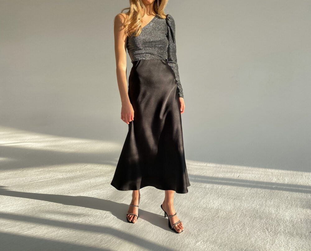 Long High Waist Satin Silk Skirt, Elegant Office Lady Women's Fashion