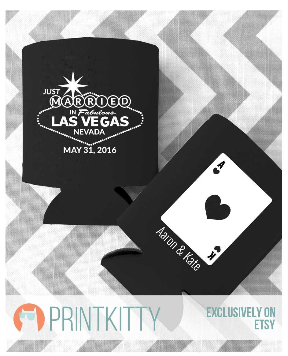 Wedding Favor Can Coolers - Las Vegas Sign Inspired Funny Beer Cozy Gambling Theme Favors Ace Of Spades | 40