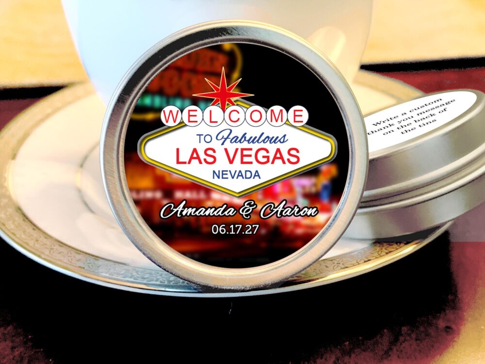 Married in Vegas Mint Tin Favors Personalized Candy Tins