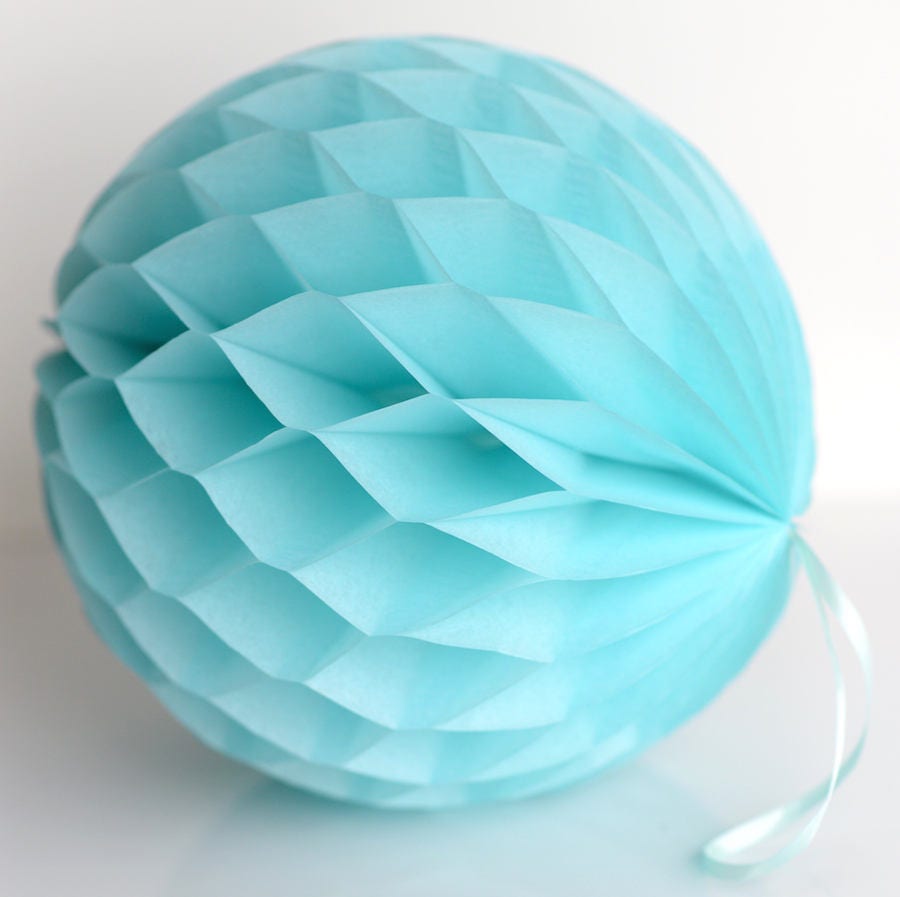 Aquamarine Tissue Paper Honeycomb Ball-Hanging Wedding Party Decorations-Paper Lantern-Birthday Decor-Round Ball-Nursery - Aqua Poms