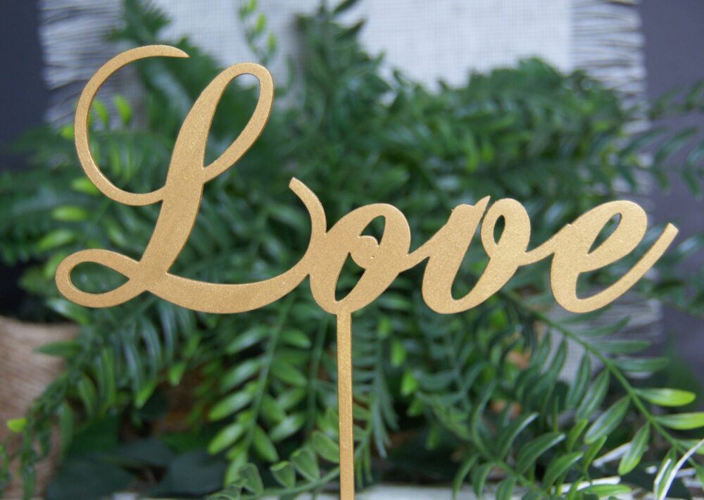 Love Cake Topper - Wedding Anniversary Valentine Day Keepsake Photo Prop Rustic Chic Cake Decor