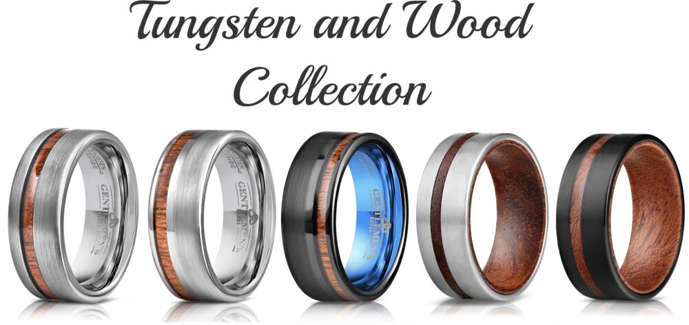 Mens Tungsten Wedding Band, Bands, Wooden Ring, Unique Ring Silver Tungsten