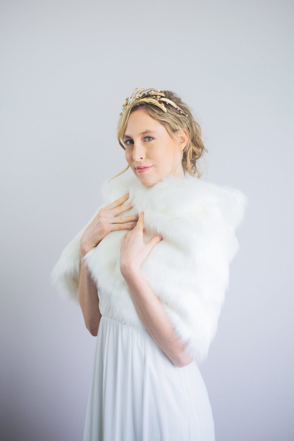 Ivory Faux Fur Bridal Wrap, Wedding Shrug, Stole Shawl Cape, Wedding Faux Fur Wrap | Butterfly Ivy07