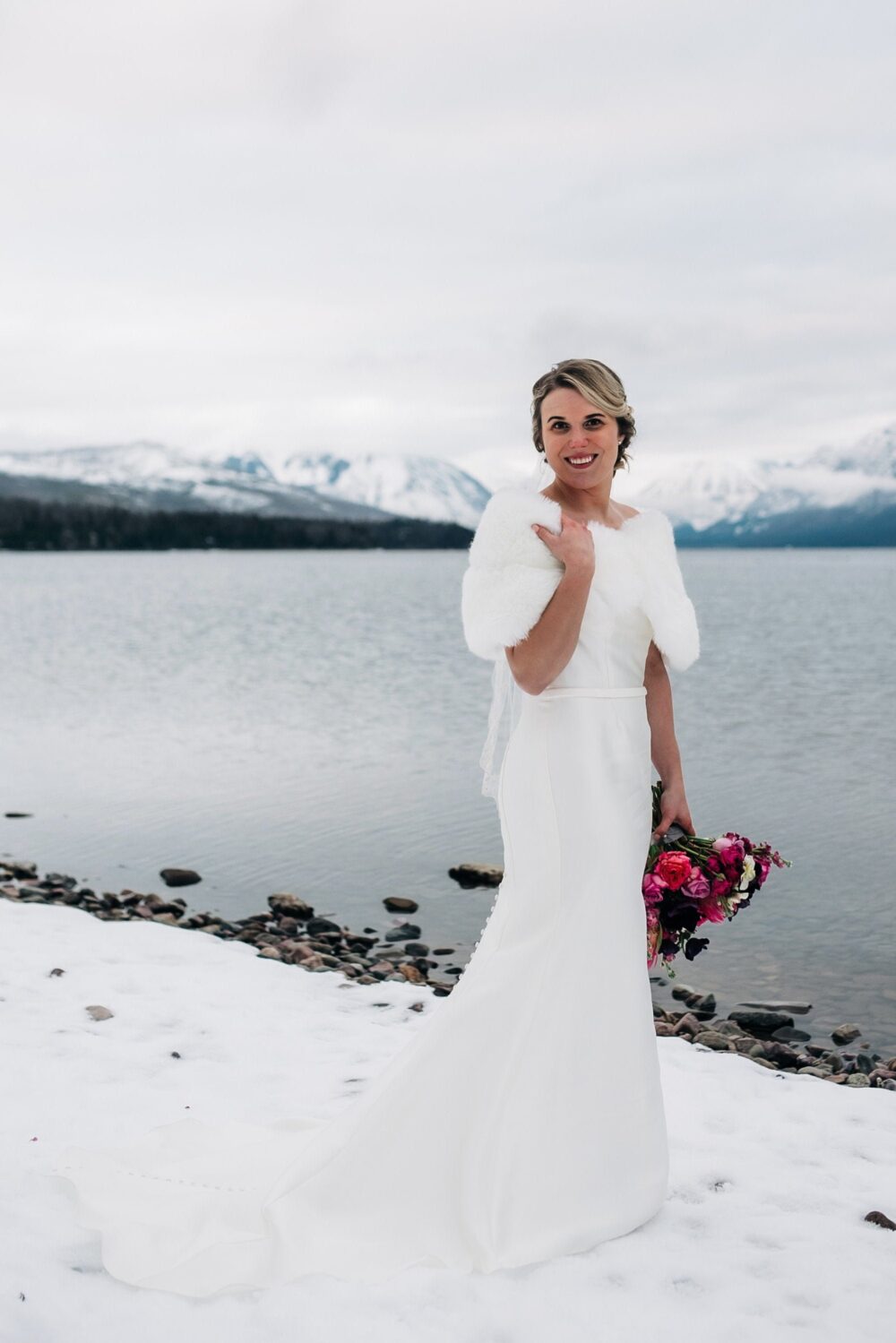 Light Ivory Faux Fur Bridal Wrap, Wedding Shrug, White Wedding Faux Fur Shawl | Penelope Wht01