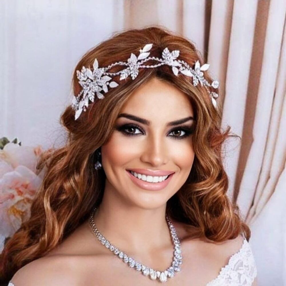 Gold Floral Wedding Headpiece Bride Headband Pearl Bridal Vine Hair Accessory Jewelry Accessories Head Piece Gift Weddings Anniversary