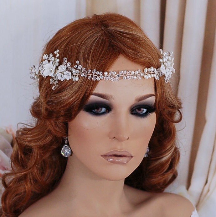 Wedding Headpiece Porcelain Hair Wreath Bridal Vine Bride Floral Headband Weddings Accessory Jewelry Accessories Head Piece Hairpiece