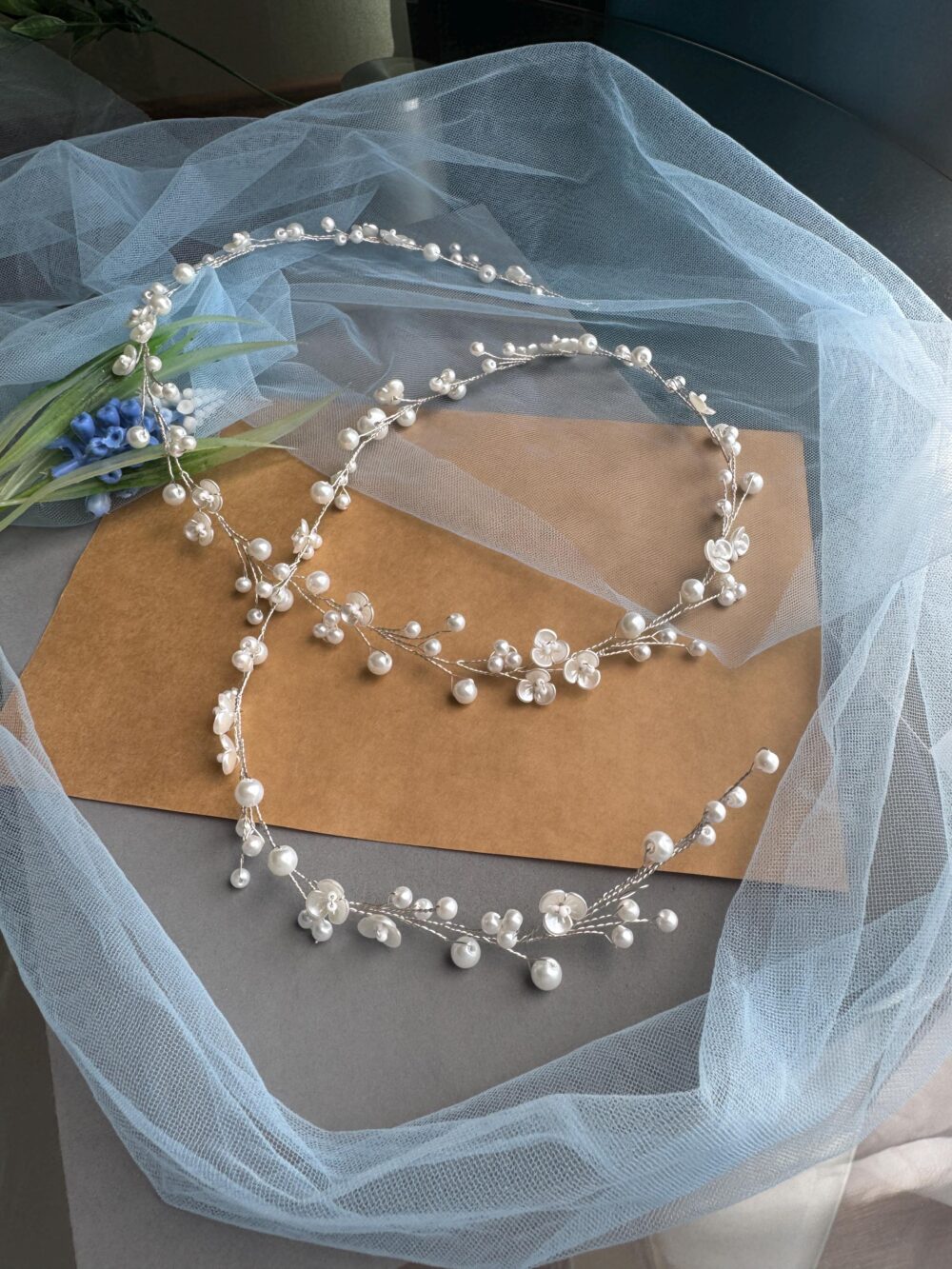 Floral Wedding Headpiece. Silver Bridal Headband. Pearl Hair Vine. Wedding Jewelry. Piece. Bridal Hair Crown