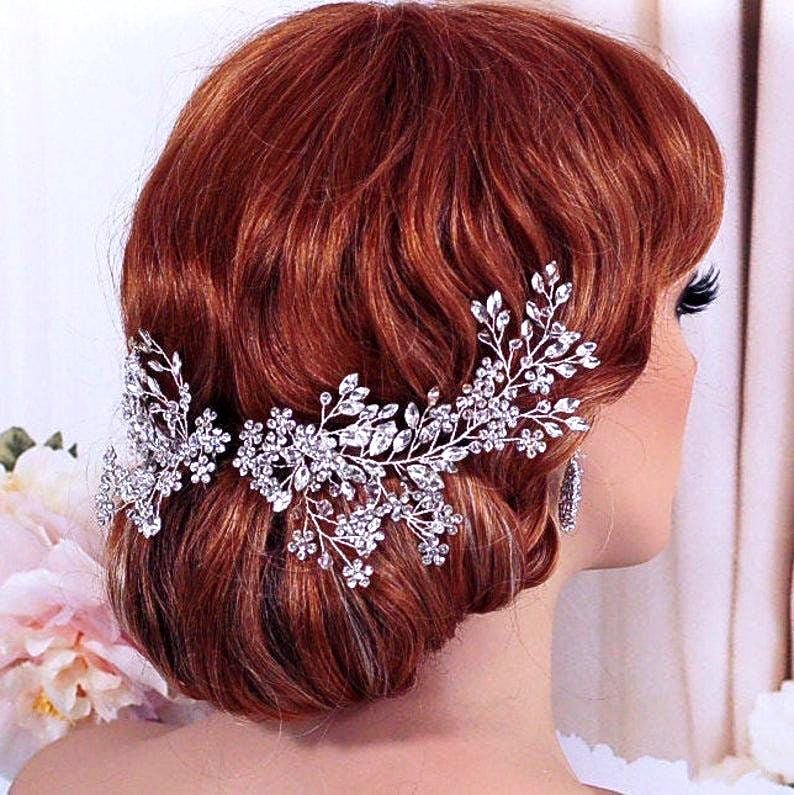 Wedding Headpiece Bridal Hair Comb Clip Party Floral Crystal Head Piece Bride Pageant Accessory Weddings Jewelry Brides Gift Accessories