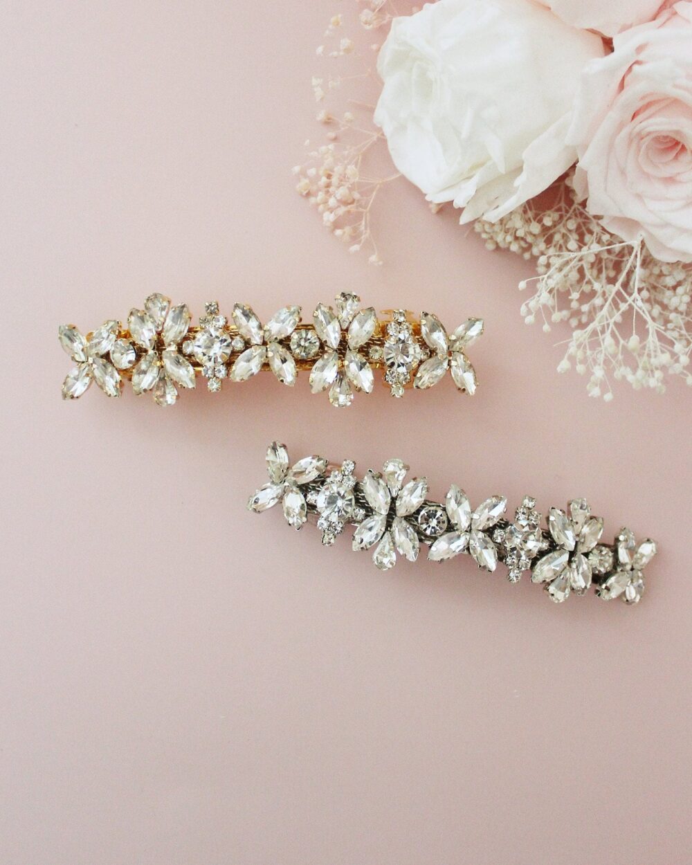 Floral Rhinestones Barrette, Wedding Hair Accessories, Rhinestone Bridal Jewelry, Bride Comb, Pins, Accessories