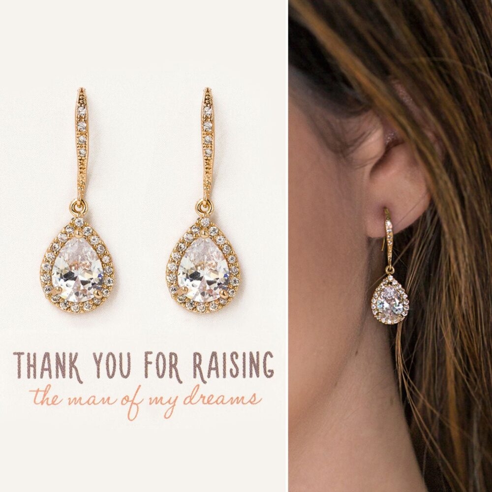 Mother Of The Bride Gift, Wedding Groom Bridal Shower Jewelry, Drop Earrings, Crystal Jewelry