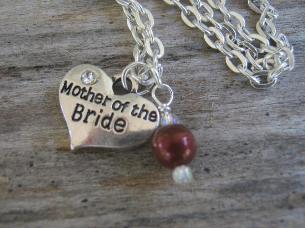Mother Of The Bride Necklace, Pearl Jewelry, Personalized Wedding Heart Bridal Choose Your Color