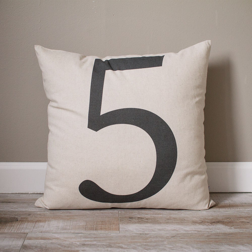 Typography Number Pillow Cover | Personalized Custom Gift Monogrammed Rustic Home Decor Farmhouse