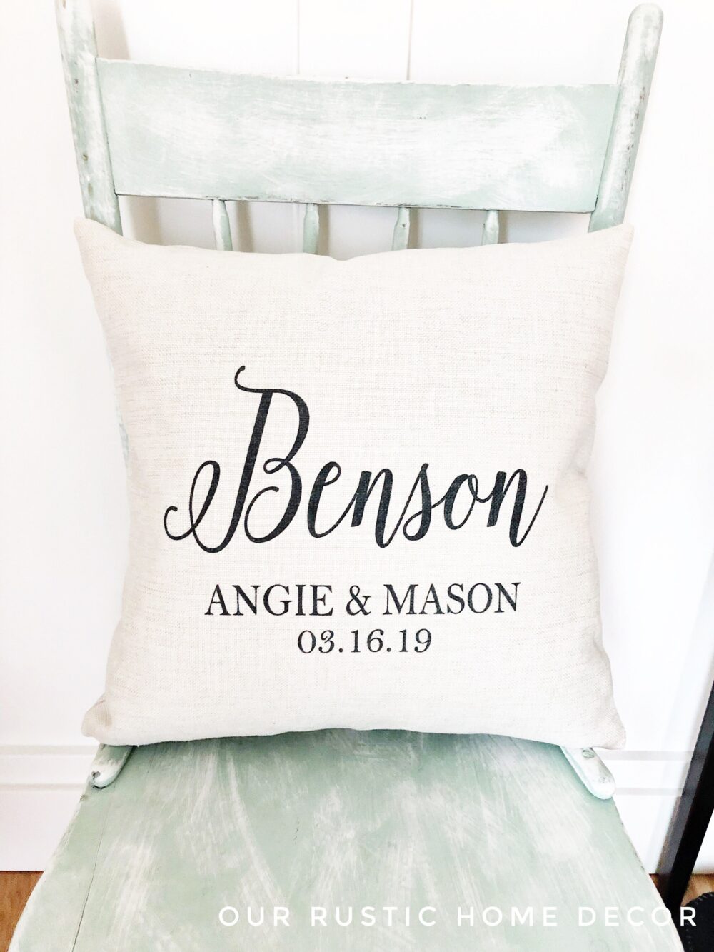 Farmhouse Monogram Pillow Covers - Wedding Gift Pillows With Personalized Name & Established Date Custom Throw Rustic Decor