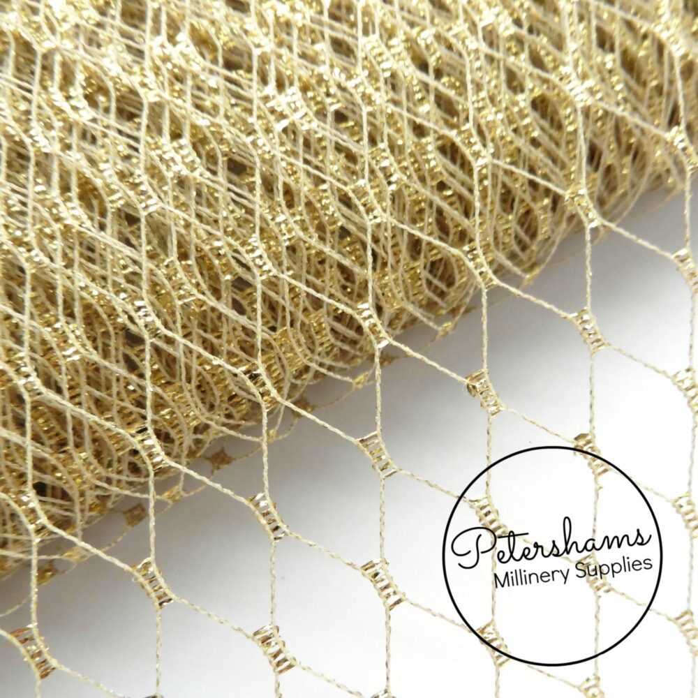 9 Inch | 23cm Veiling For Wedding Blusher Veils, Fascinators & Millinery - Metallic Gold
