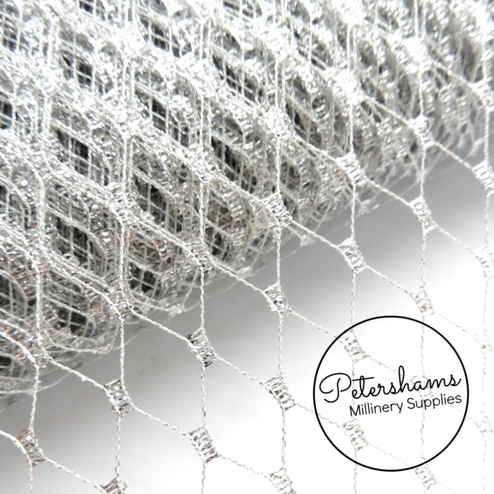 9 Inch | 23cm Veiling For Wedding Blusher Veils, Fascinators & Millinery - Metallic Silver
