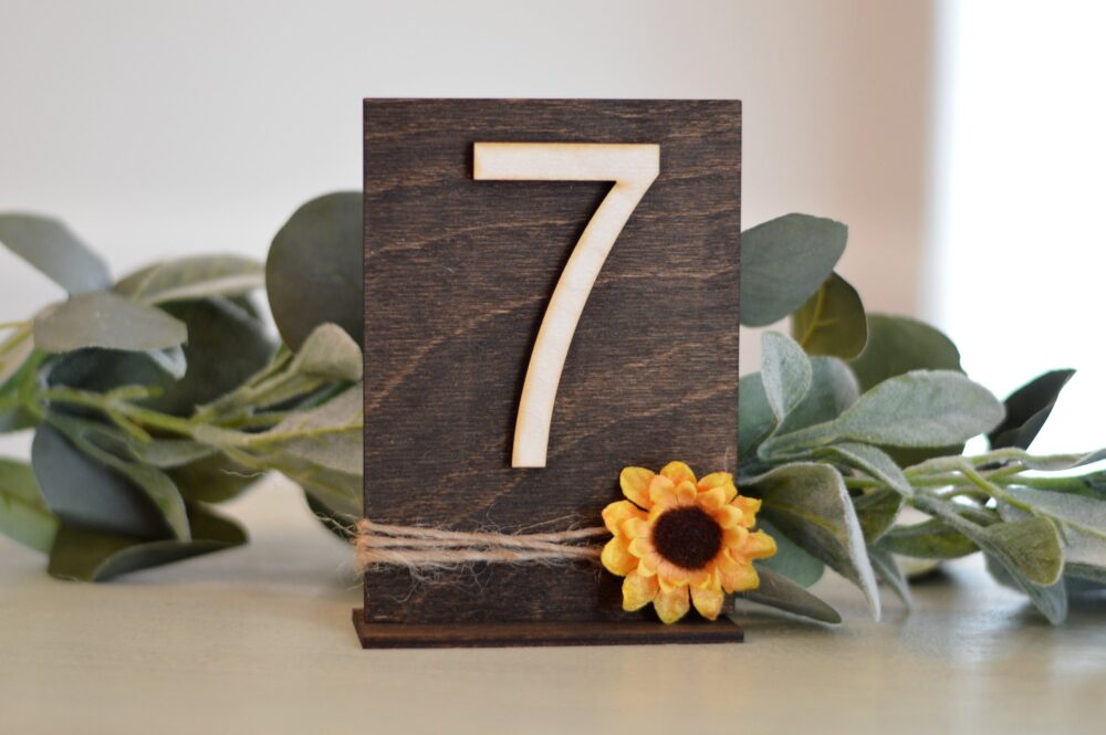 Sunflower Wedding Decorations, Fall Table Numbers, Rustic Wedding, Serving & Dining Decor, Wood Reception
