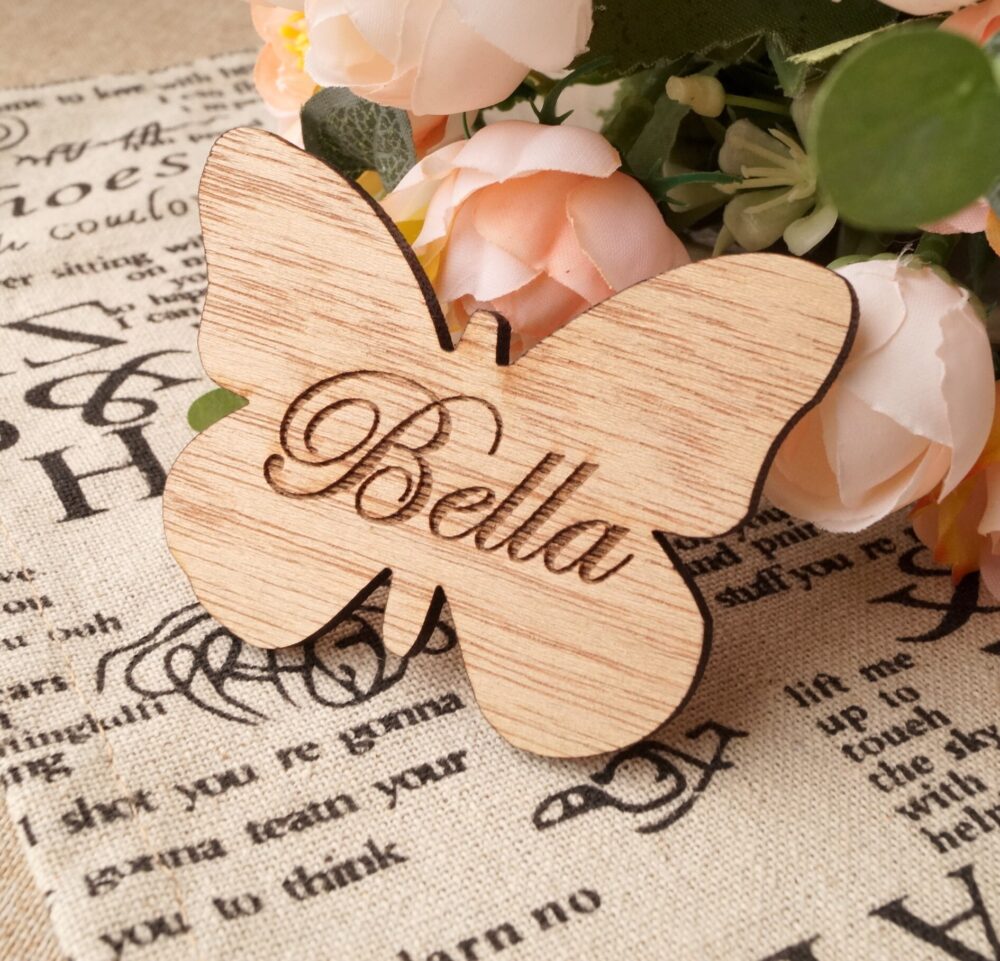 Wedding Place Tag Or Wedding Favor Magnet, Wooden Butterfly Name Tag, Favor, Card, Cards, Sign