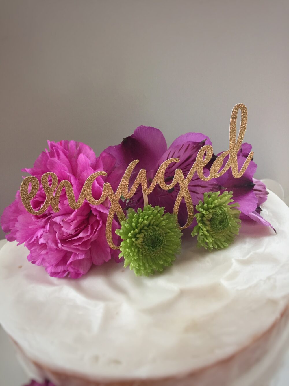 Engaged Cake Topper - Engagement Party Decor Bridal Shower Bachelorette
