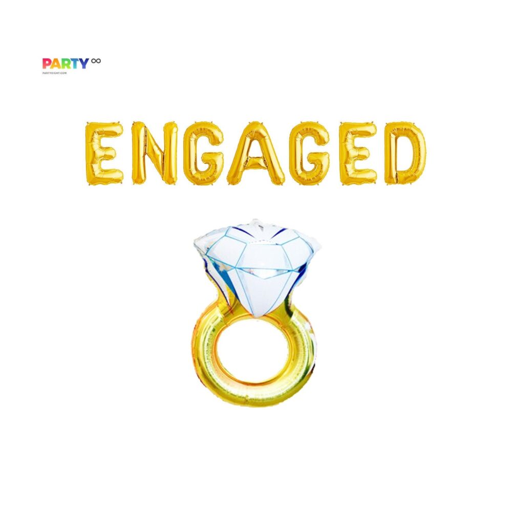 Engagement Party Decorations | "Engaged" With Diamond Ring Set Engaged