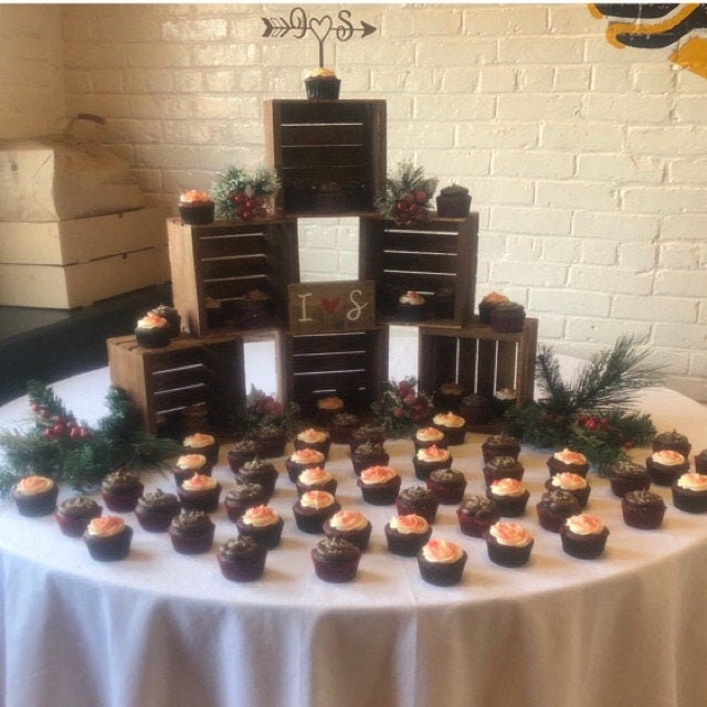 Rustic Wood Cupcake Stand Wedding Crate Display | Set Of 6