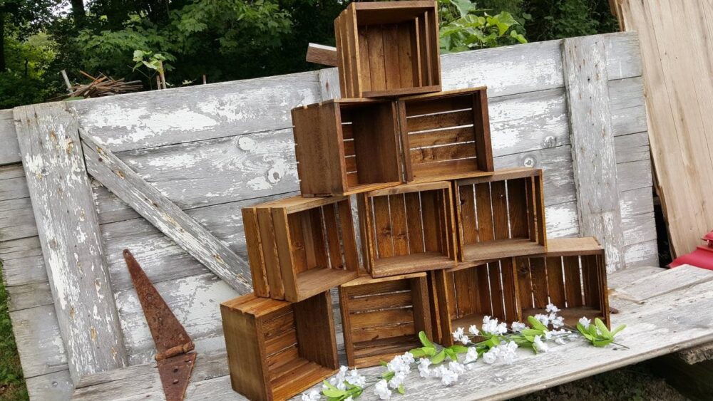 Rustic Wood Cupcake Stand Wedding Cake Display Crates | 8x8