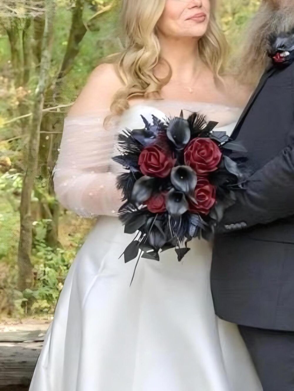 Gothic Wedding Bouquet Burgundy Black Sola Wood Flower Bridal Bouquet