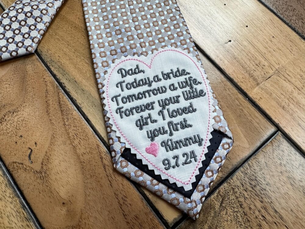 Dad I Loved You First Wedding Heart Tie Patch, Today A Bride, Tie Label, Embroidered Patches, Father Of The Bride Gift, Iron-On Available
