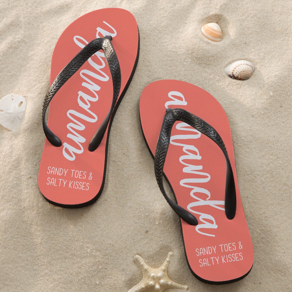 Scripty Style Personalized Adult Flip Flops, Gifts For Her, Bridesmaid Gift, Summer Gift