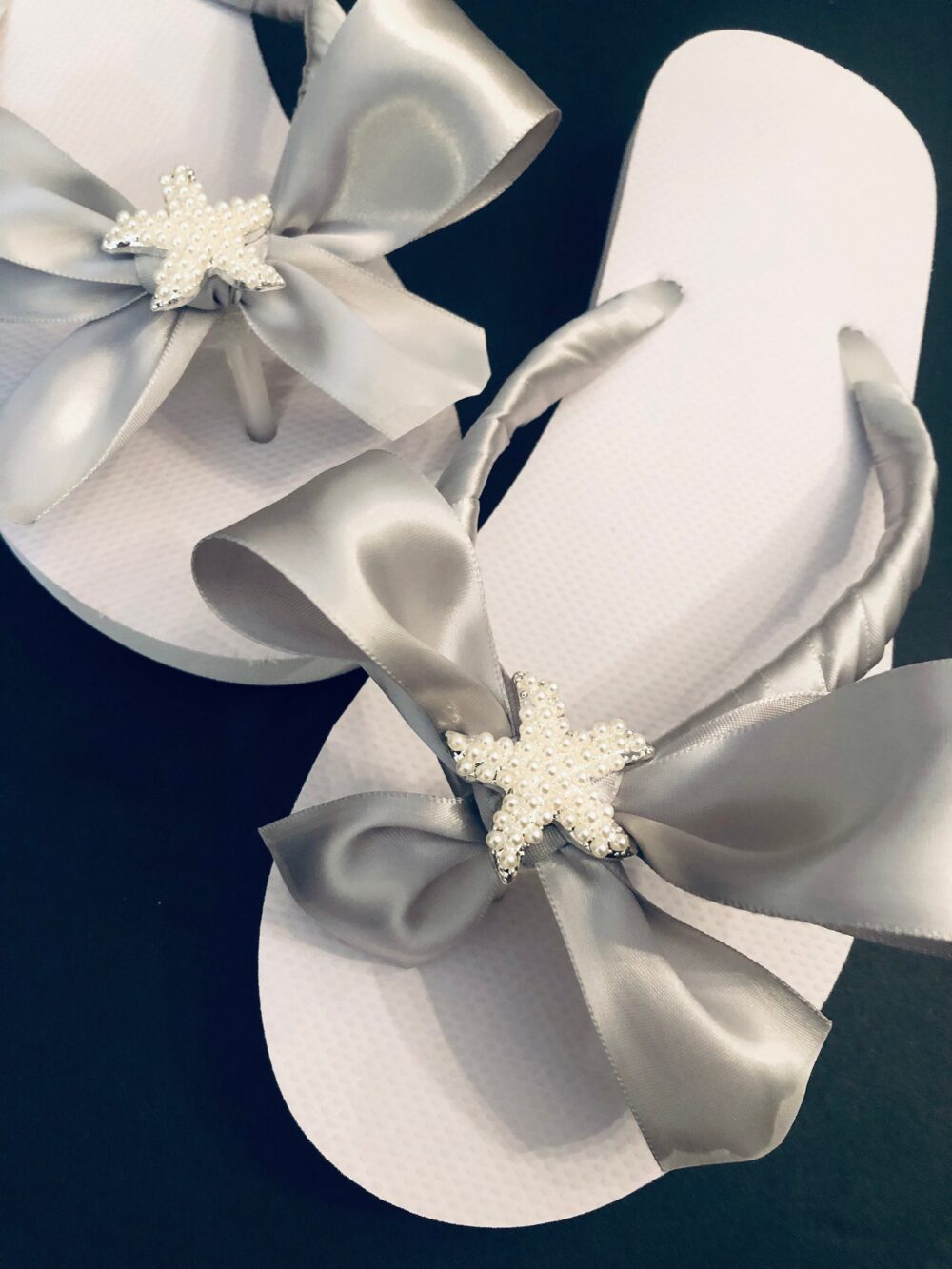 Pearl Bridal Flip Flops. Wedding Wedges.bridesmaid Starfish Destination Bow Shoes